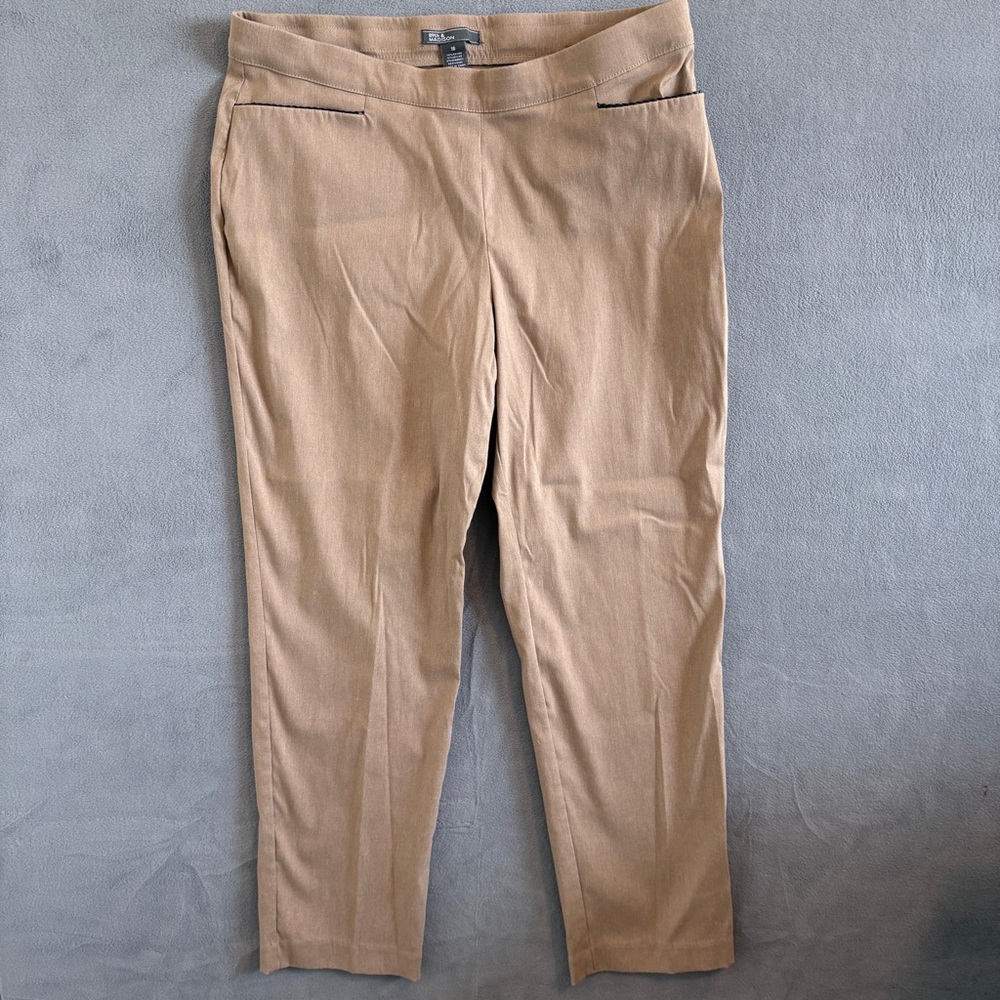 89th & Madison Women's Size 16 Khaki Ankle Pants Pull-On Capri Work Wear Casual